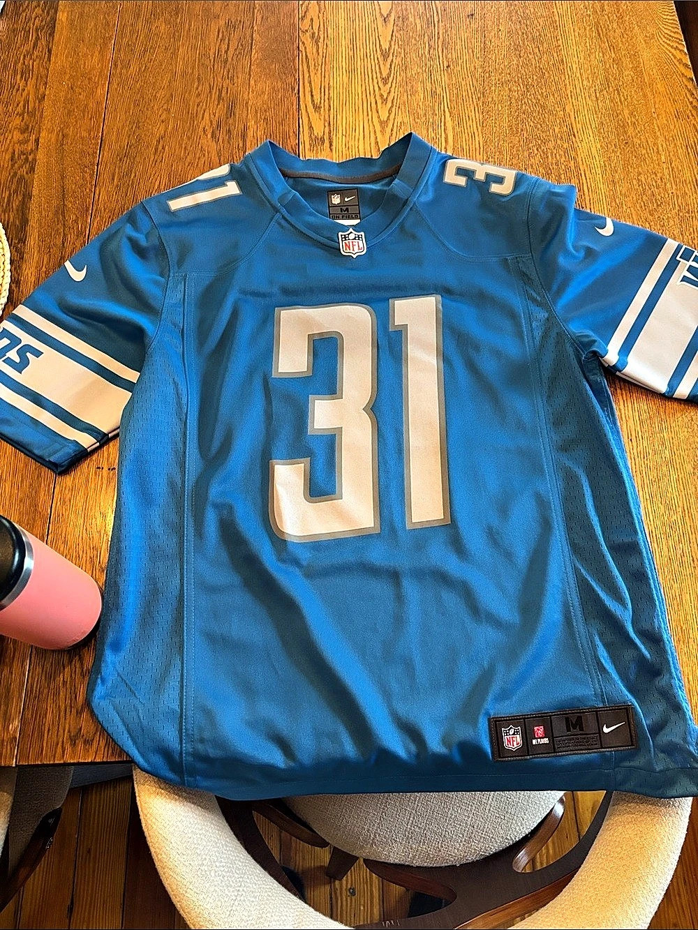 Nike Detroit Lions Johnson 31 Nike Game Jersey Game Jersey Blue & White Medium